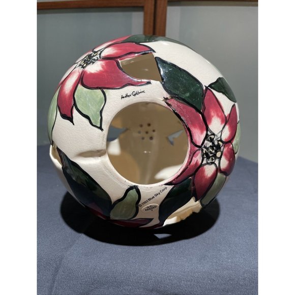 Blue Sky Clayworks Poinsettias Gazing Tea Light Ball by Heather Goldminc 2000 - Picture 3 of 9